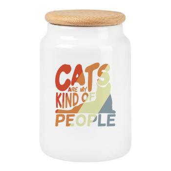 Cats Are My Kind of People - Cookie Jar with Wooden Lid - white - Front