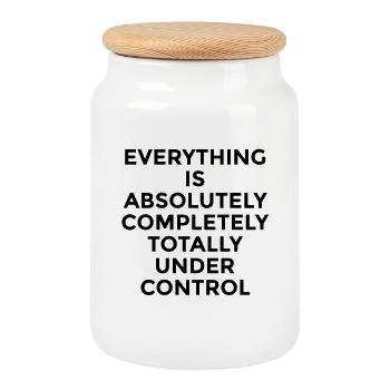 Everything Under Control – Witziger Humor Spruch - Keksdose mit Holzdeckel - Weiß - Vorne