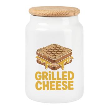 Amateur de fromage grillé - Je suis juste ici - Boîte à biscuits avec couvercle en bois - blanc - Devant