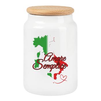 Amore Semplice Italia - Boîte à biscuits avec couvercle en bois - blanc - Devant