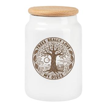 Bäume lieben wirklich meine Discs, Disc Golf Spaß - Keksdose mit Holzdeckel - Weiß - Vorne