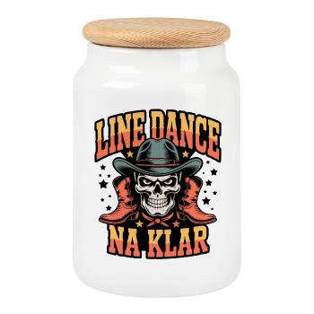 Line Dance Schädel Rodeo - Keksdose mit Holzdeckel - Weiß - Vorne