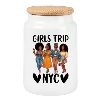 NYC Girls Trip - Keksdose mit Holzdeckel - Weiß - Vorne