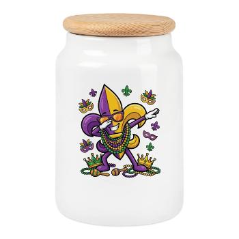 Dabbing Fleur De Lis Mardi Gras Dab Fleur De Lis - Keksdose mit Holzdeckel - Weiß - Vorne