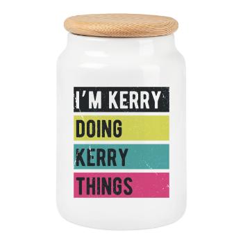 Ich bin Kerry und mache Kerry Things Retro Colors - Keksdose mit Holzdeckel - Weiß - Vorne
