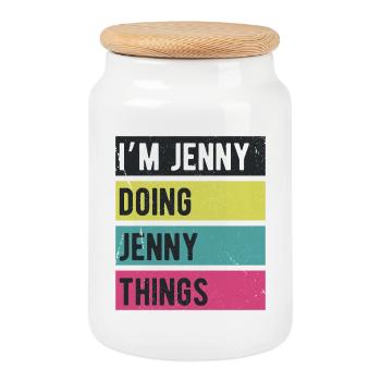 Ich bin Jenny, mache Jenny Things Retro Colors - Keksdose mit Holzdeckel - Weiß - Vorne
