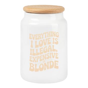 Tout ce que j’aime Illégalement, hommes blonds chers - Boîte à biscuits avec couvercle en bois - blanc - Devant