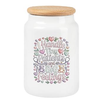 Infirmière pédiatrique Je gère les petits patients Infirmière pour enfants - Boîte à biscuits avec couvercle en bois - blanc - Devant