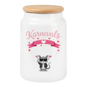 Carnaval Souris Cologne Women Carnaval rose Alaaf - Boîte à biscuits avec couvercle en bois - blanc - Devant