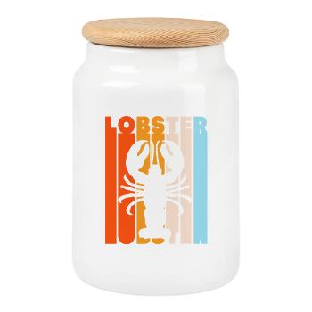Lobster Seafood Lobster Spiny Lobster - Cookie Jar with Wooden Lid - white - Front