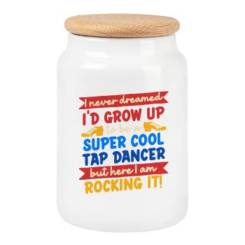 Tap Dance, Tap Dancer, Tap Dancer, Stepper - Cookie Jar with Wooden Lid - white - Front