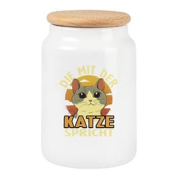 Cadeau de maman chat Maman Amoureuse de chats - Boîte à biscuits avec couvercle en bois - blanc - Devant