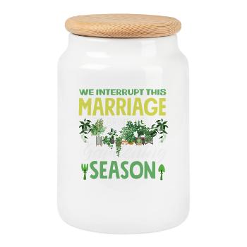 Plant Lover Gardening Season Funny Marriage - Cookie Jar with Wooden Lid - white - Front