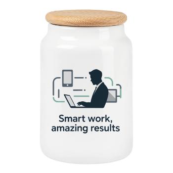 Smart Work Tech Silhouette - Cookie Jar with Wooden Lid - white - Front