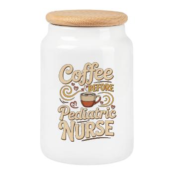 Infirmière pédiatrique Café Enfants Infirmière Amoureuse du café - Boîte à biscuits avec couvercle en bois - blanc - Devant