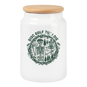 Disc Golf jusqu’à la mort Panier drôle de disc golfeur - Boîte à biscuits avec couvercle en bois - blanc - Devant