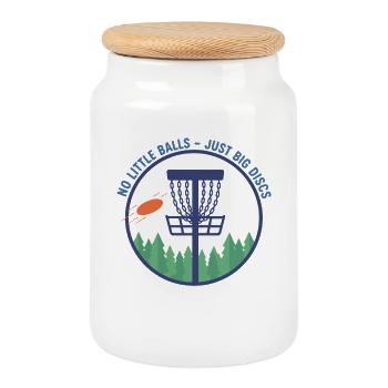 Pas de petites balles, juste de gros disques, drôle de disc golf - Boîte à biscuits avec couvercle en bois - blanc - Devant
