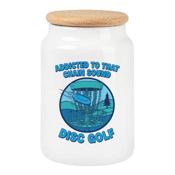 Accro à ce golfeur de disc golf à son de chaîne - Boîte à biscuits avec couvercle en bois - blanc - Devant