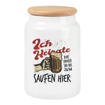 Bachelor Party Partnerlook Bachelor Party Beer Booze - Cookie Jar with Wooden Lid - white - Front