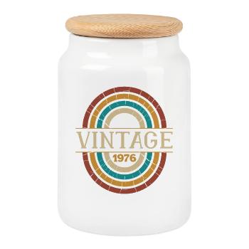 Vintage Geburtstagsgeschenk 1976 Retro Geboren 1976 - Keksdose mit Holzdeckel - Weiß - Vorne