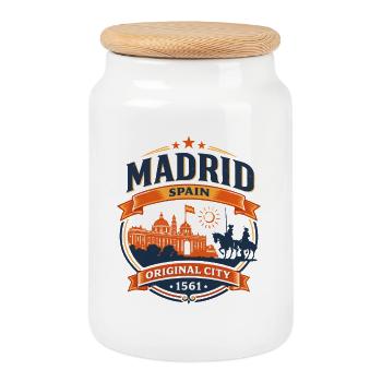Madrid Original City 1561 - Cookie Jar with Wooden Lid - white - Front