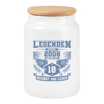 18 Birthday Legends Born 2008 Grunge Life - Cookie Jar with Wooden Lid - white - Front