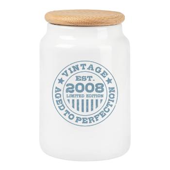 Vintage 2009 | Aged to perfection | Birthday - Cookie Jar with Wooden Lid - white - Front