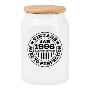 January 1996 | Aged to perfection | Birthday - Cookie Jar with Wooden Lid - white - Front