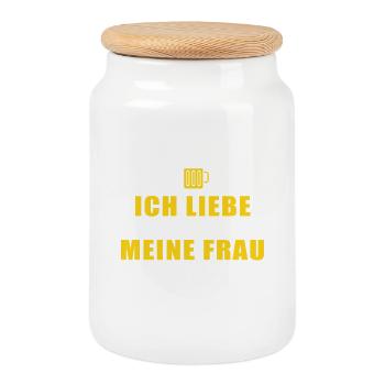 J’aime ma femme - Boîte à biscuits avec couvercle en bois - blanc - Devant