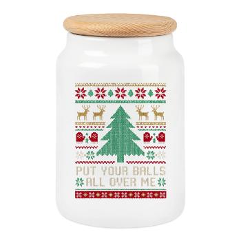 Lay Your Balls All Over Me – Inappropriate W - Cookie Jar with Wooden Lid - white - Front
