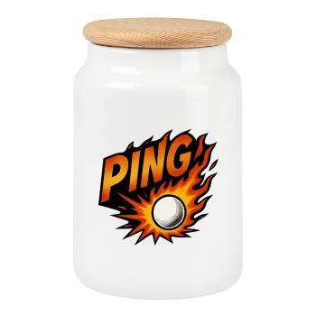 Ping Pong - Tennis de Table - Cookie Jar with Wooden Lid - white - Front