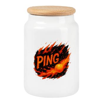 Ping Pong - Tennis de Table - Boîte à biscuits avec couvercle en bois - blanc - Devant