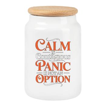 ICU Nurse Calm Is Contagious Panic Trauma Response - Cookie Jar with Wooden Lid - white - Front