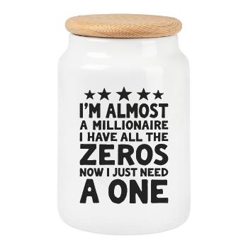 Presque millionnaire disant que j’ai tous les zéros - Boîte à biscuits avec couvercle en bois - blanc - Devant