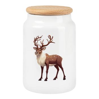 Reindeer Reindeer - Cookie Jar with Wooden Lid - white - Front