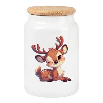 Reindeer Reindeer - Cookie Jar with Wooden Lid - white - Front