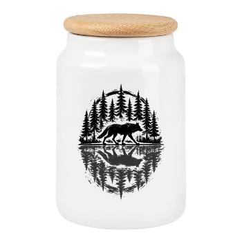Loup, Forêt, Nature, Nature sauvage, Extérieur, Animal - Boîte à biscuits avec couvercle en bois - blanc - Devant