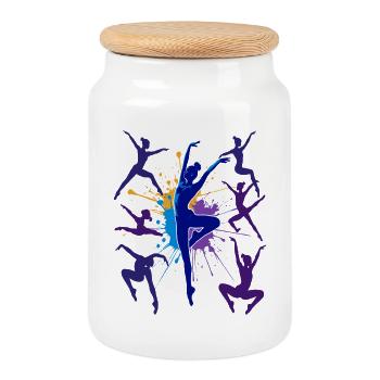 Gymnastics Gymnastics Acrobatics Artistic Gymnastics - Cookie Jar with Wooden Lid - white - Front