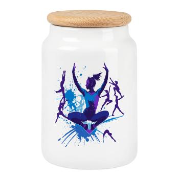 Gymnastics Gymnastics Acrobatics Artistic Gymnastics - Cookie Jar with Wooden Lid - white - Front