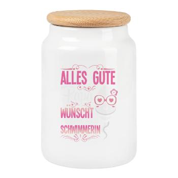 All the best dad wishes you your best swimmer - Cookie Jar with Wooden Lid - white - Front