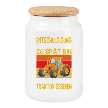 Bagger Kinder Outfits Baustelle Baggerfahrer - Keksdose mit Holzdeckel - Weiß - Vorne