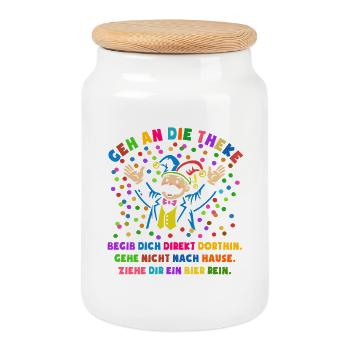 Cheers | Confetti | Go to the bar | Costume - Cookie Jar with Wooden Lid - white - Front