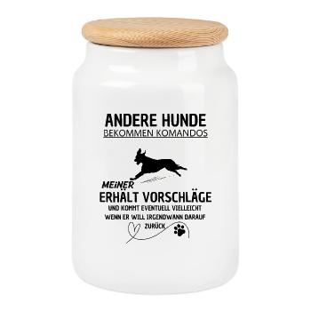 Kommandos? Nein.Vorschläge annehmen? Vielleicht  - Keksdose mit Holzdeckel - Weiß - Vorne
