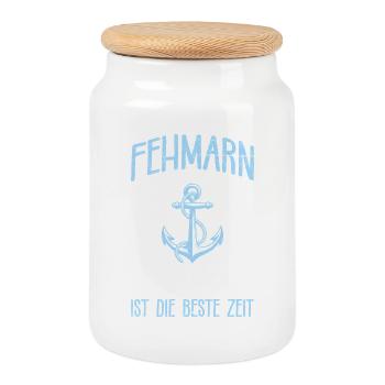 Baltic Sea FEHMARN BEACH TIME THE BEST TIME - Cookie Jar with Wooden Lid - white - Front