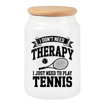 I dont need Therapy, I just need Tennis - Cookie Jar with Wooden Lid - white - Front