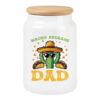 Fête du Cactus Papa - Boîte à biscuits avec couvercle en bois - blanc - Devant