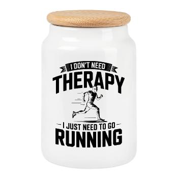 I dont need Therapy, I just need Running - Cookie Jar with Wooden Lid - white - Front