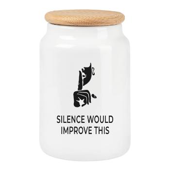 Le silence améliorerait cela – chemise sarcastique - Boîte à biscuits avec couvercle en bois - blanc - Devant