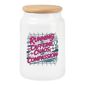 Infirmière en réanimation fonctionnant sous caféine Réponse rapide du chaos - Boîte à biscuits avec couvercle en bois - blanc - Devant