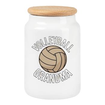 Volleyball Grandma – Proud Grandma - Cookie Jar with Wooden Lid - white - Front